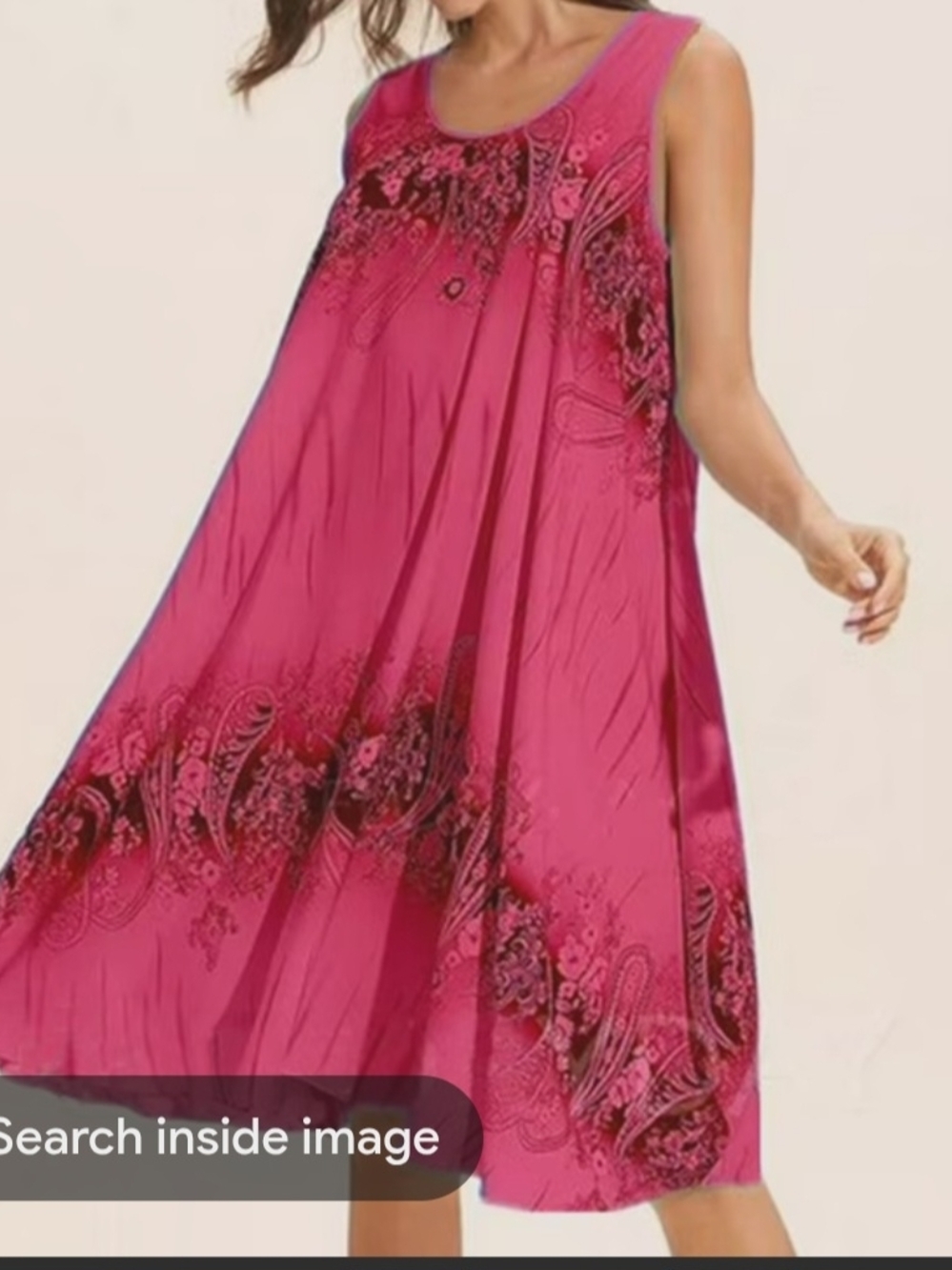 Sleeveless Pink Printed A-Line Dress